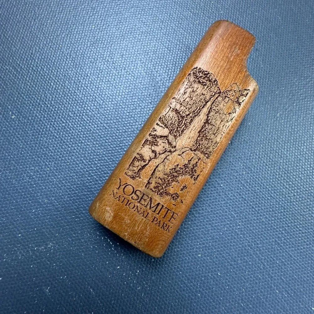 Vintage Yosemite National Park Wooden Lighter Case Engraved Wayne Carver Signed